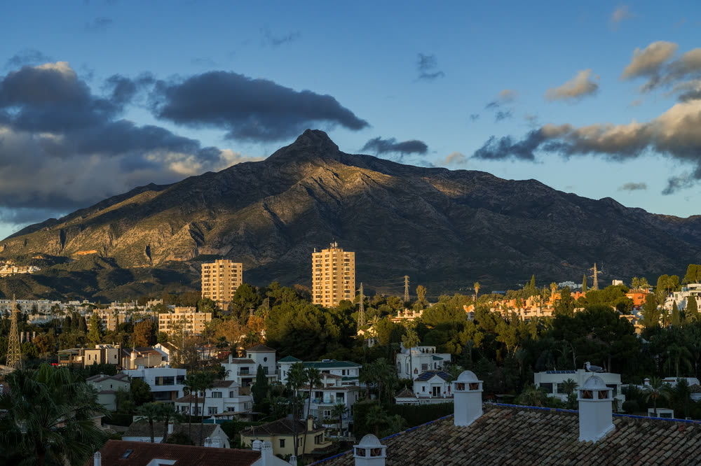 The mountains above Marbella in evening light